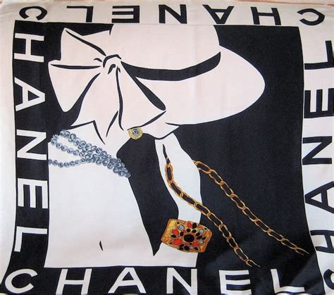 Vintage Silk Scarf CHANEL 90x86cm Hand Rolled Silk Scarf Italy 